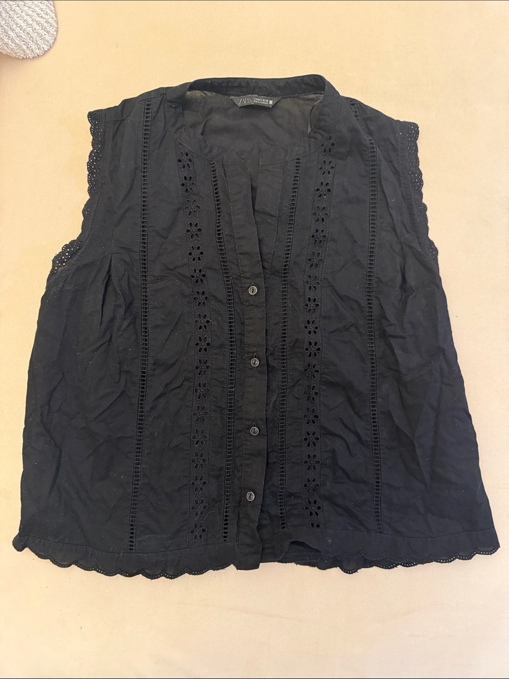 Black Eyelet Tank Top
